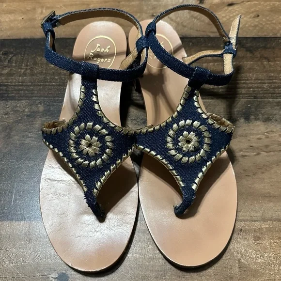 Jack Rogers ‘Elise’ Denim Heel Sandals - Picture 4 of 9